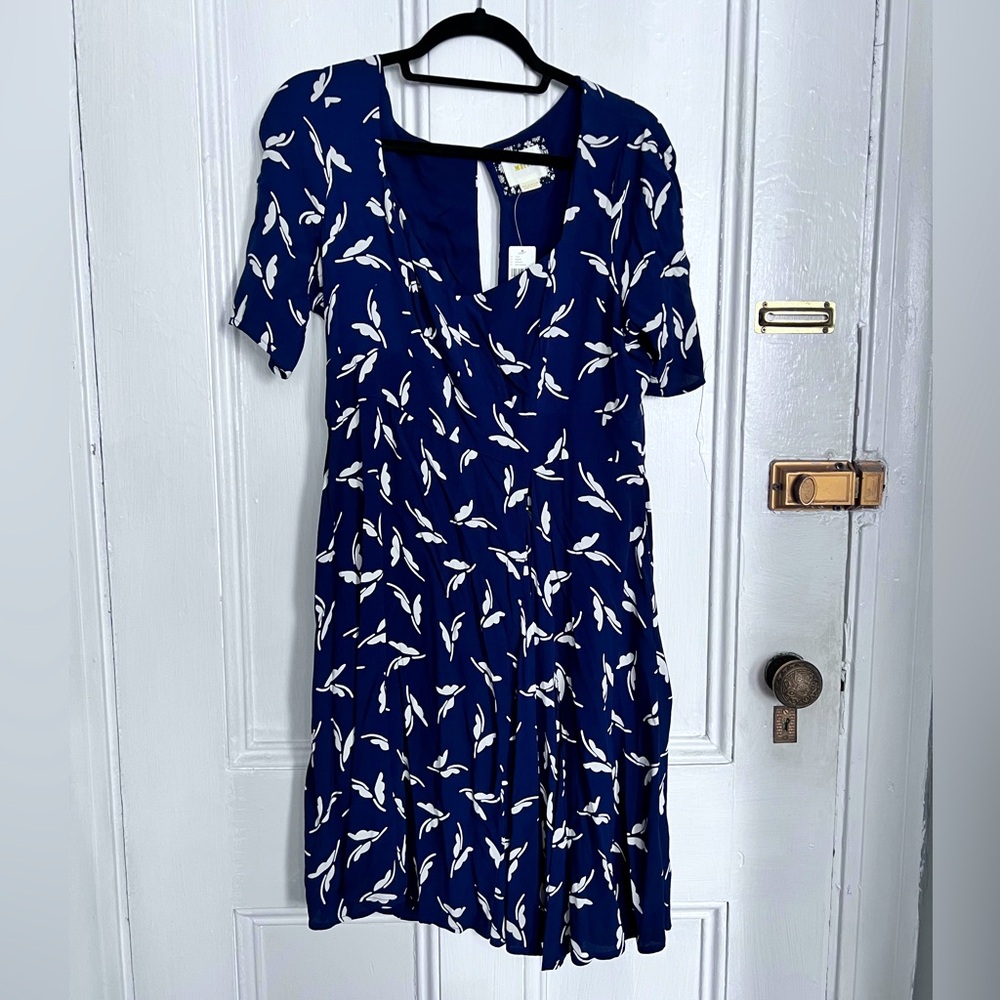 NWT Anthropologie Maeve blue floral retro style dress